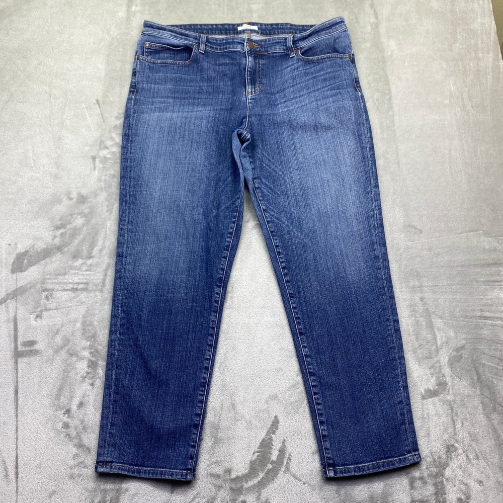 Eileen Fisher Womens Organic Cotton Stretch Straight Leg Jeans Blue Denim Sz 14‎